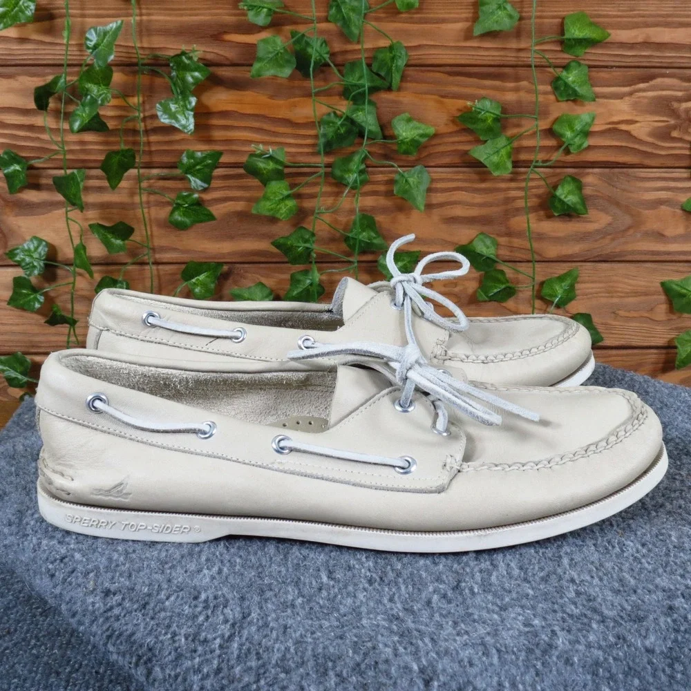 Sperry Authentic Original Mens Boat Shoe Size 11 Casual Nautical Beige Leather